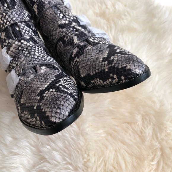 J. Crew Multi Buckle Leather Short Boot Snake 7 - Picture 9 of 13